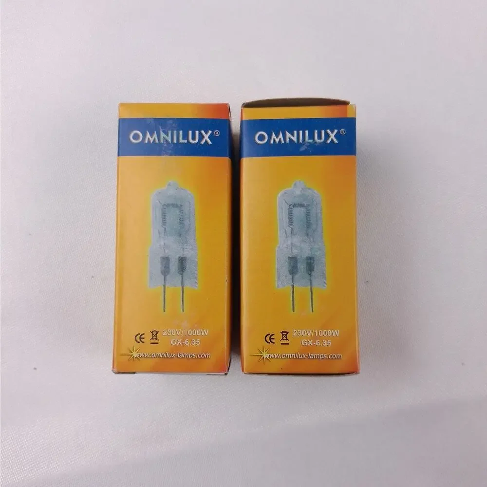 (2-Pack) Omnilux 230V 1000W GX-6.35 3200K Halogen Stage Light Bulb